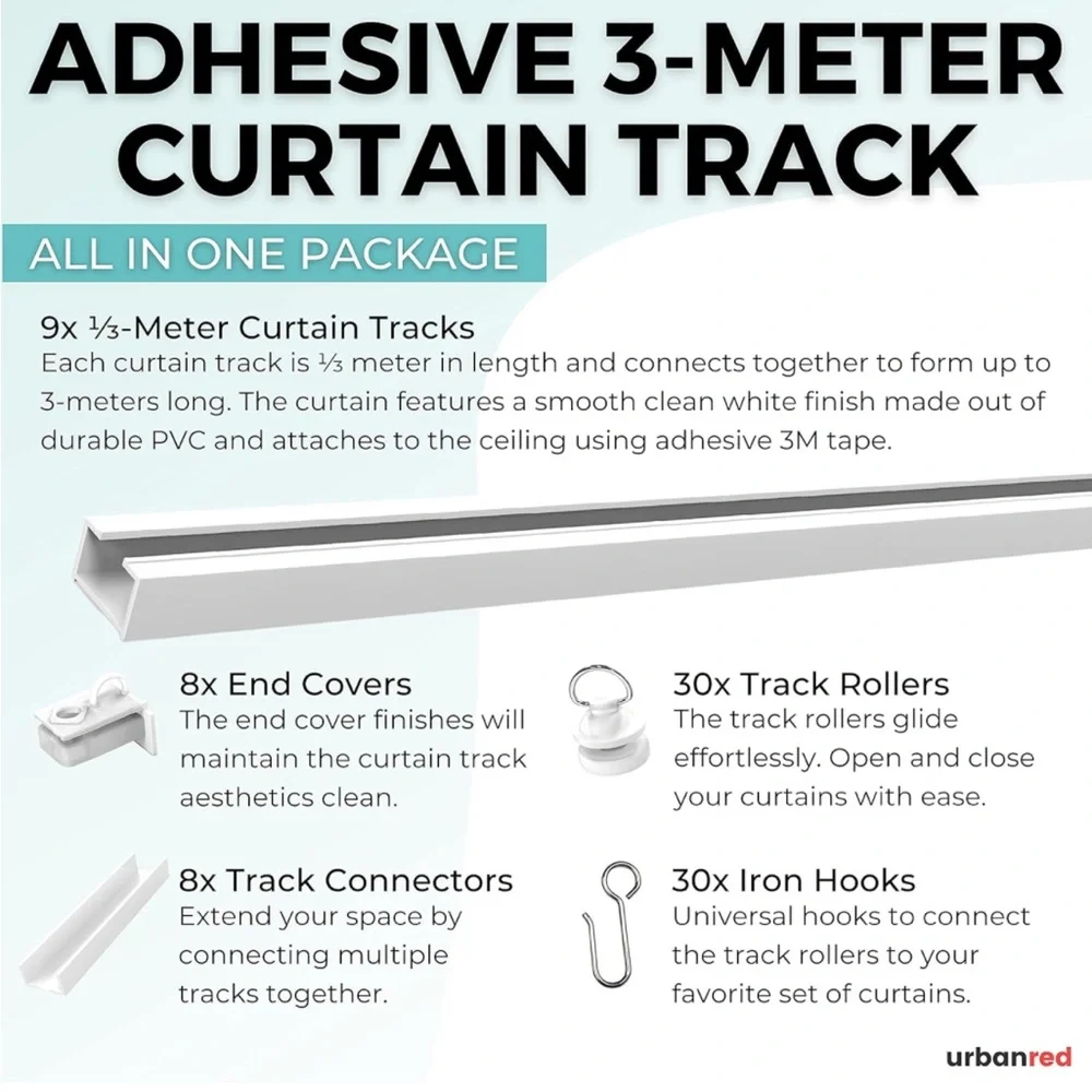 Silver Adhesive Curtain Track System Renter Friendly - Picture 5 of 10